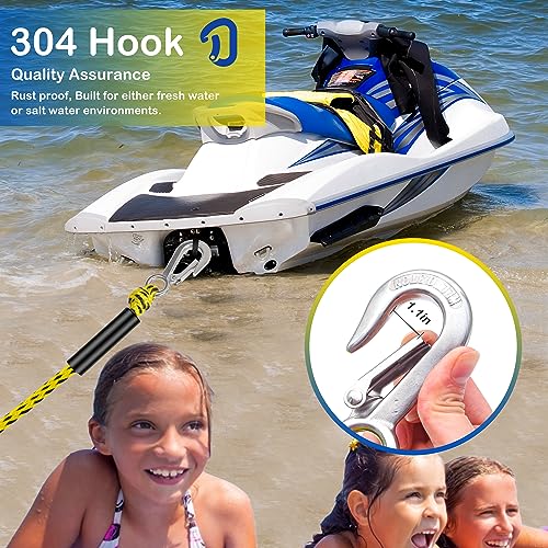 Heavy Duty Boat Tow Harness Yellow Black 17' - Floating Ski Wakeboard Tow Rope