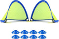 Poray Soccer Goal Set - Portable 210D Oxford Soccer Nets with 8 Field Marker Cones & Extra Stakes | Ideal for Kids' Backyard Training