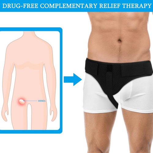Jetec Inguinal Hernia Support Belt for Men Groin Brace Left or Right Side Post Surgery Hernia Support Truss for Inguinal Groin Pain Truss with Adjustable Waist Strap for Pain Relief Recovery(Classic)
