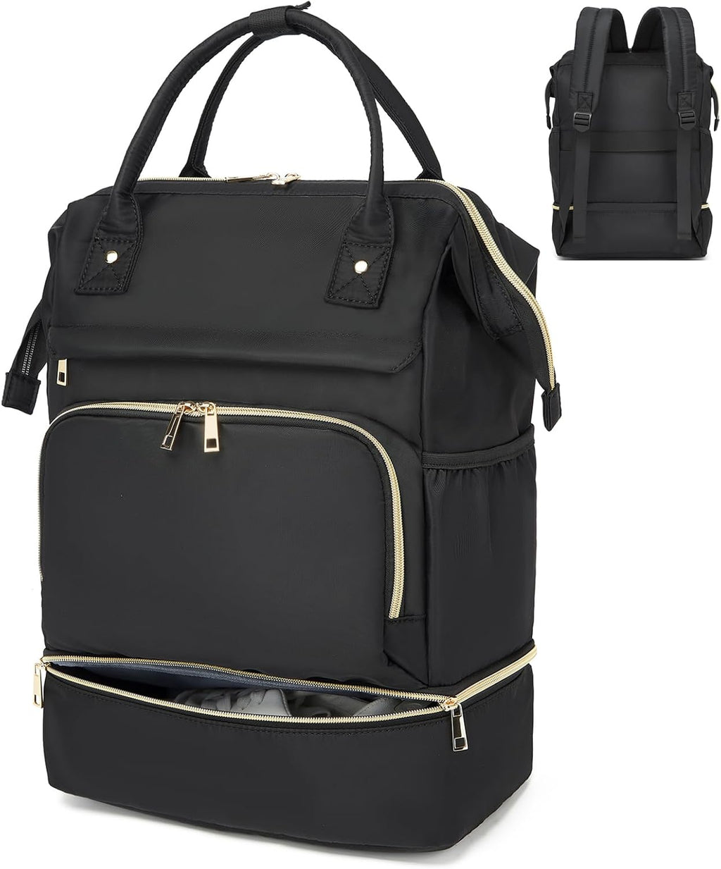 Seyfocnia Gym Backpack for Women - Lightweight Sports Bag with Shoe Compartment | Black