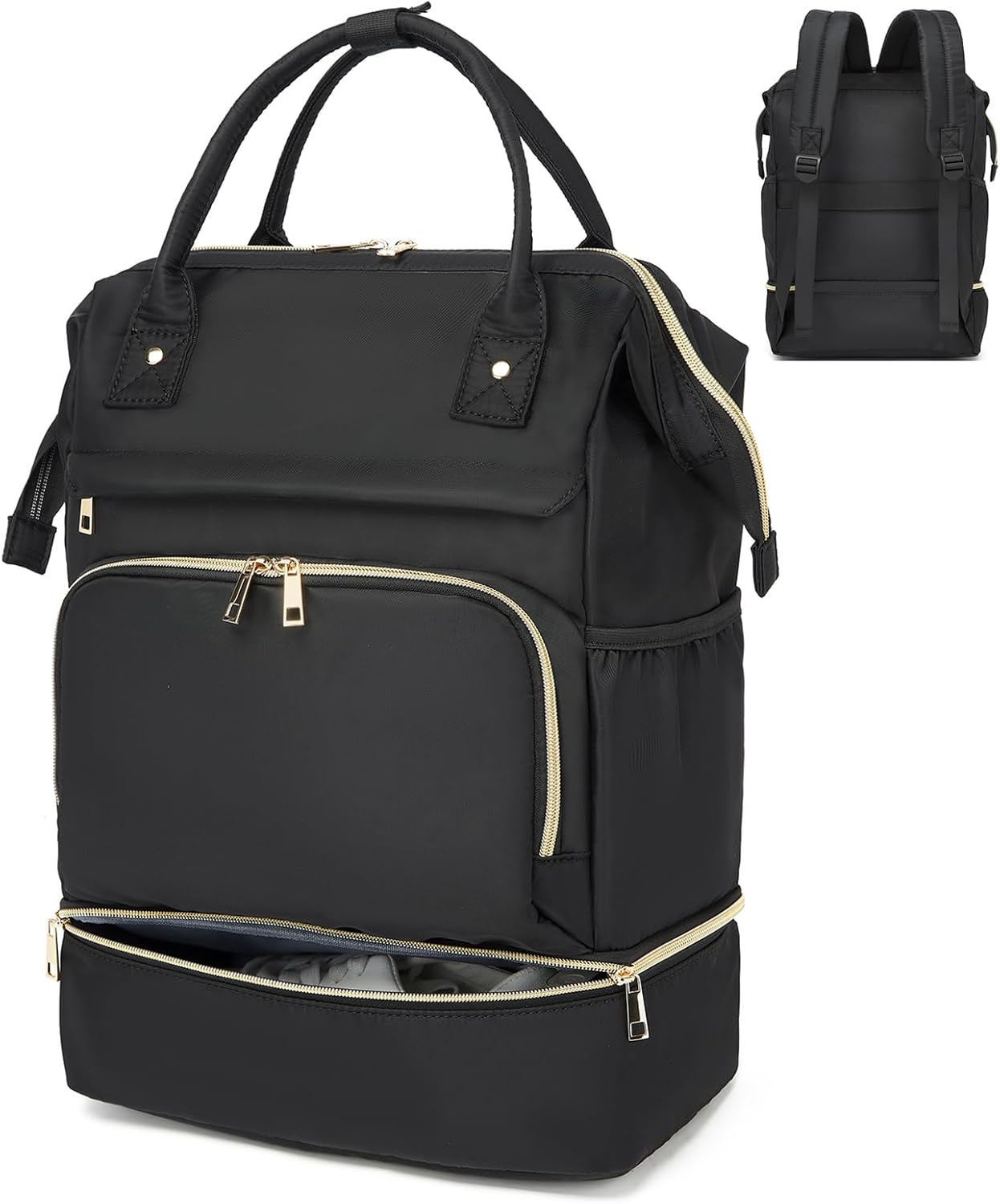Seyfocnia Gym Backpack for Women - Lightweight Sports Bag with Shoe Compartment | Black
