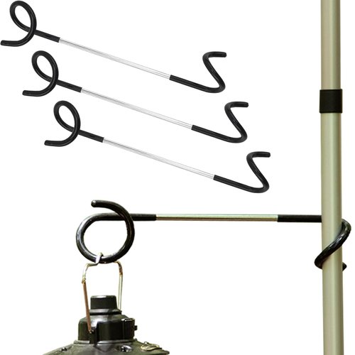 Kuyafenni Camping Lantern Hooks, Outdoor Lighting Hooks for Camping Tent lamp Hanger, Bird feeders, Garden Lights, Lanterns, trinkets ; Sturdy Pole Hook for Tent Light, 3 pcs (Large & Long)
