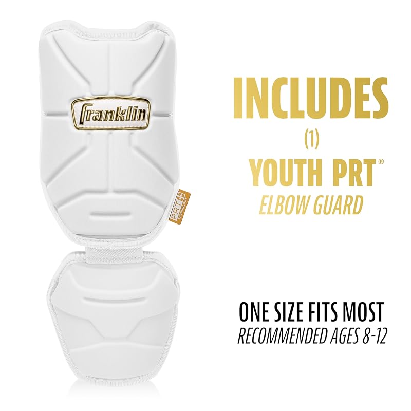 Franklin Elbow Guard for Baseball/Softball White Gold Youth - PRT Protective Gear