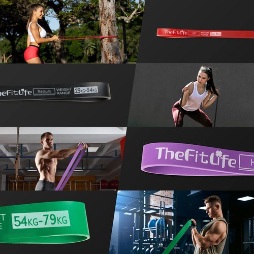 TheFitLife Resistance Exercise Bands Set (150lbs) with Handles+ TheFitLife Pull-Up Assist Exercise Bands Set for Body Stretching, Power-Lifting, Fitness Training