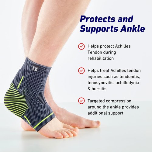 Neo-G Achilles Tendon Support With Silicone Tendon Cushion - Achilles Tendonitis Brace Ankle Support For Men And Women – Targeted Ankle Compression Sleeve - Breathable - Active Plus (Large)