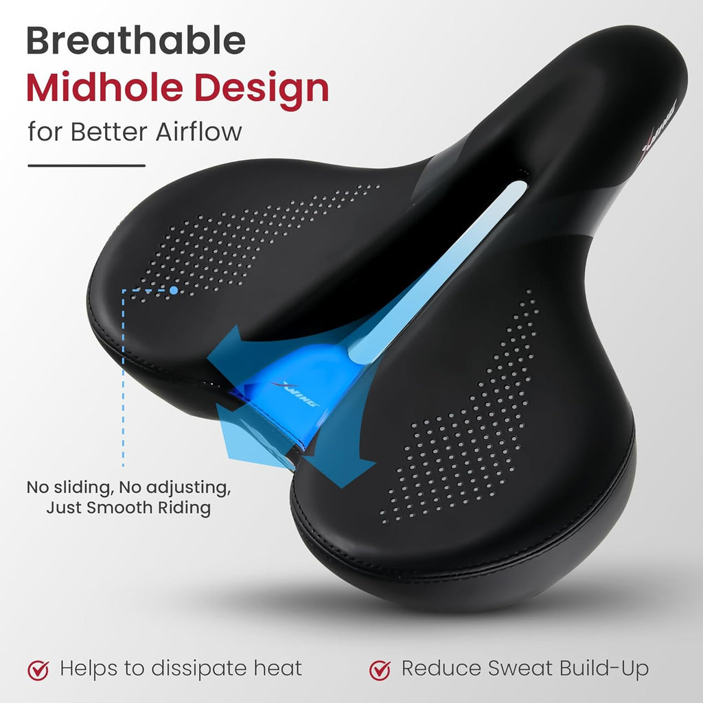 X WING Comfort Bike Seat - Innovative 5-Zone Design with Memory Foam for City, MTB & Trekking Bikes