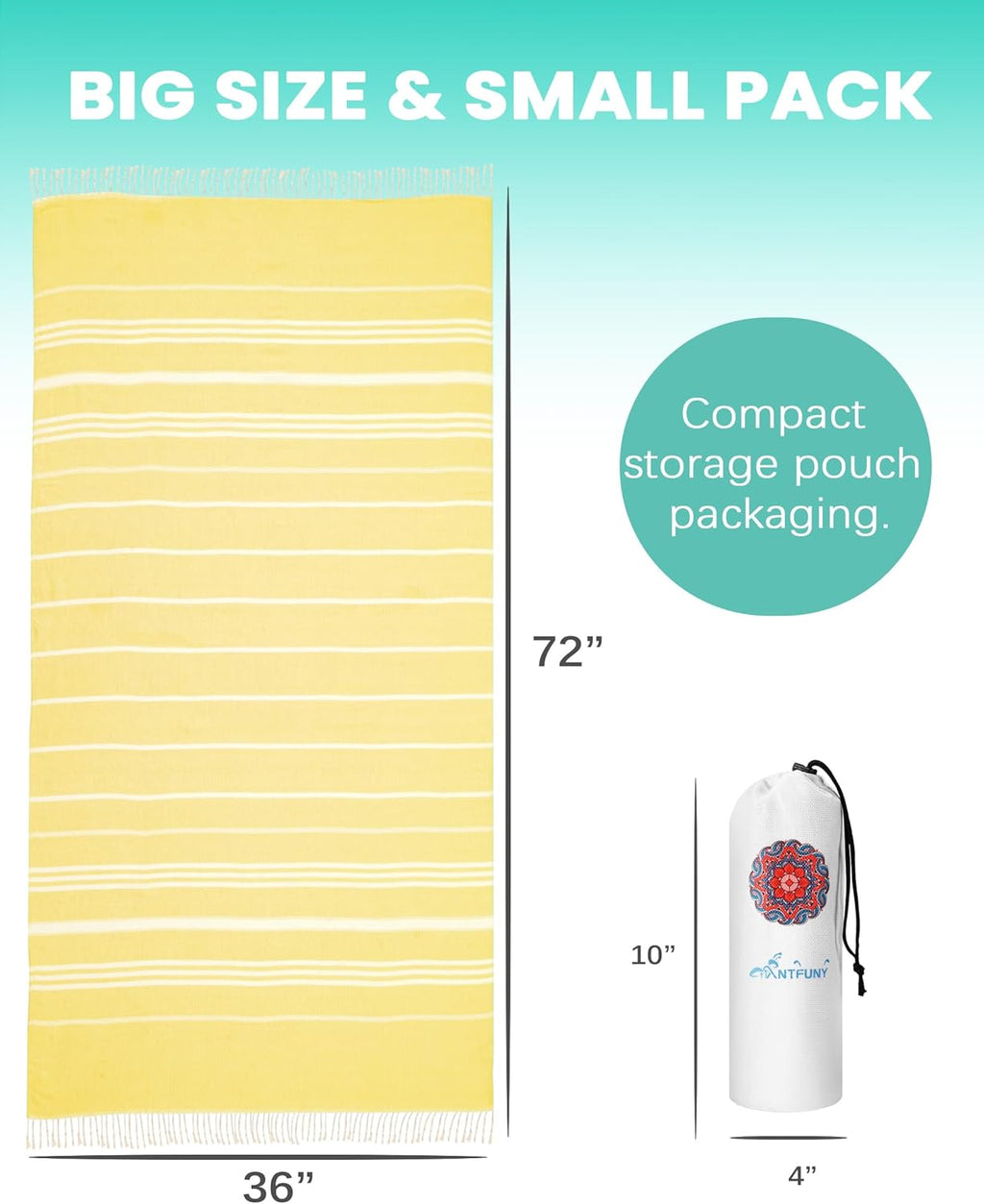 Skiennix Turkish Beach Towel - Quick Dry, Sand-Free, Oversized, Soft & Absorbent for Pool & Vacation