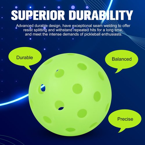 Fanovae Pickleball Balls, 12 Pack 40 Holes Outdoor Pickleball Balls, High Visibility and Bounce, Stylish and Durable Pickleball Balls for All Style Pickleball Paddles & All Skill Levels