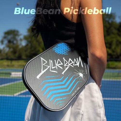 Pickleball Paddles,USAPA,Carbon Fiber Pickleball Paddle with 16MM Polymer Honeycomb Core Provides Lighter Weight&Higher Grit&Spin,Engineered for Professional Players,BlueBean (Blue)
