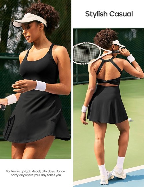 Heathyoga Tennis Dress for Women - Athletic Dress with Built-In Shorts & Bra | Perfect for Golf & Workouts