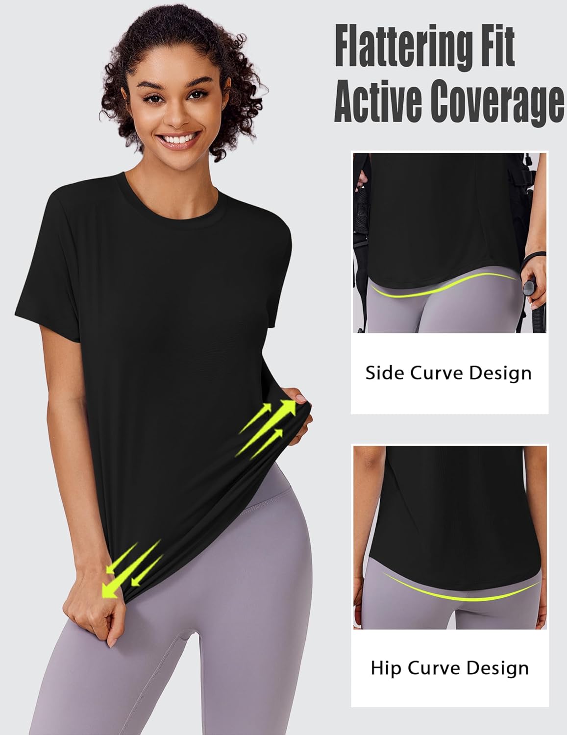 PINSPARK Soft Workout Tops for Women - Quick Dry Athletic Tee with UPF 50+ Sun Protection | Ideal for Running & Hiking