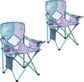 Nazhura Folding Camping Chair Set - Comfortable Mesh Backrest & Cooler Pouch | 2 Pack, Floral Design