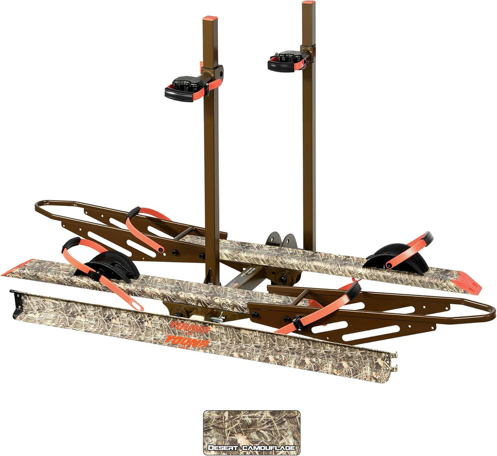 Young Bike Rack - Hitch Mount Bicycle Rack for 2 E-Bikes | 200lbs Capacity, Foldable, Anti-Wobble, Camo