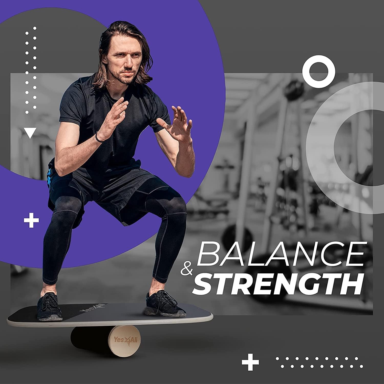 Yes4All Balance Board - Surf Trainer for Enhanced Core Strength & Balance Control | Adjustable Stoppers
