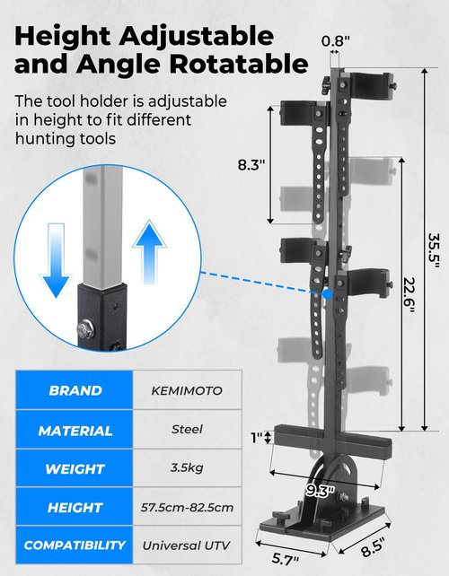 KEMIMOTO UTV Tool Holder Rack, Hunting Tool Holder Rack Tool Mount Vertical Floor Compatible with Polaris Ranger RZR, General Golf Cart, Tractor