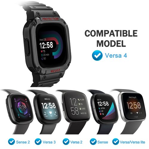 Fintie Nylon Band Compatible with Fitbit Versa 3/4/Sense 2/1/Sense/Bundle with Case for Fitbit Sense 2/1/Fitbit Versa 4/3/2/1/Versa Lite
