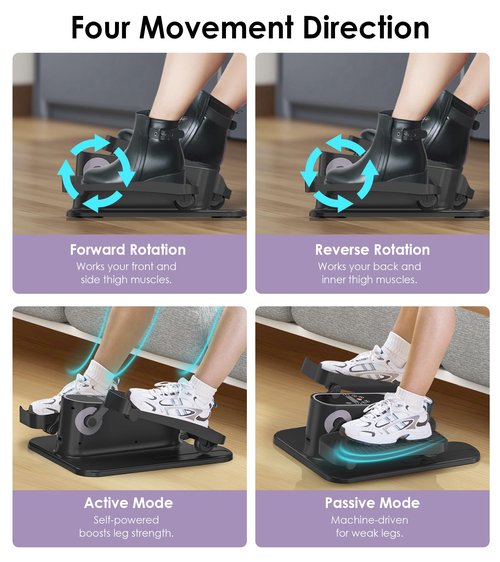 Under Desk Elliptical Machine for Senior Mini Elliptical Leg Exerciser with Remote Control Portable Electric Seated Foot Pedal Exerciser for Home Office