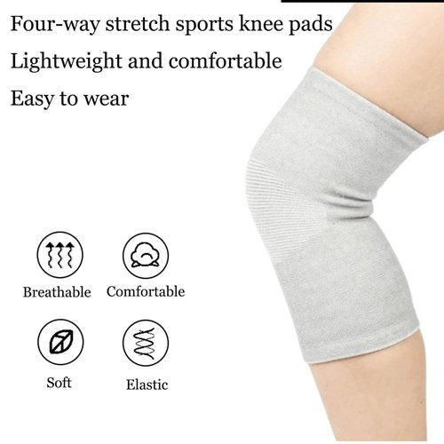 Sieafan Bamboo Charcoal Knee Sleeve - Bamboo Compression Knee Sleeve for Men and Women - Elastic Warm Knee Brace for Arthritis (Gray, X-Large)