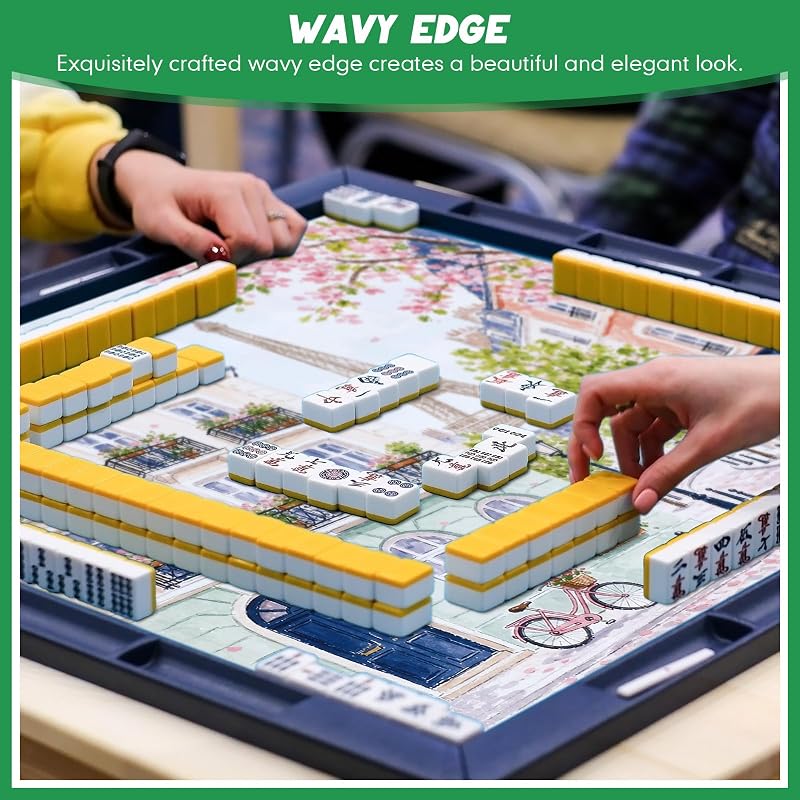 Dunzy Mahjong Mat with Bag 33" x 33" - Colorful Parisian Chic (Variation: Colorful Parisian Chic)