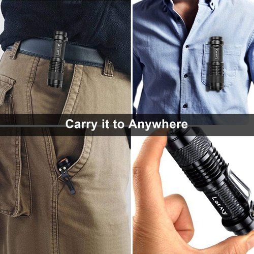 LETMY Tactical Flashlight - Super Bright LED Mini Flashlights with Zoom & Waterproof Design | 3 Modes, 2 Pack