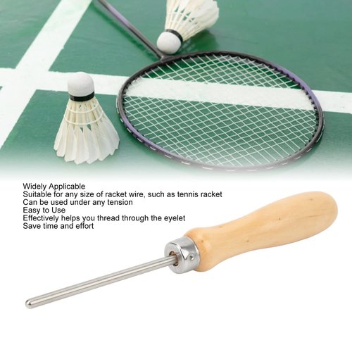 JTLB Badminton Tennis Racquet String Awl, Portable Universal Wooden Handle Racquet Threading Tool for Outdoor Accessories Equitment