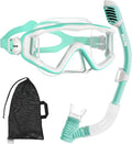 Aegend Snorkeling Gear - Panoramic Snorkel Mask with Top Dry Valve | Anti-Leak, Anti-Fog, Mesh Bag Included