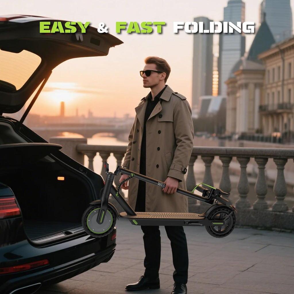 WERHY Electric Scooter - 350W/500W Motor, 19/22 MPH Speed, 15-28 Miles Range | Lightweight & Foldable with Dual Braking Systems