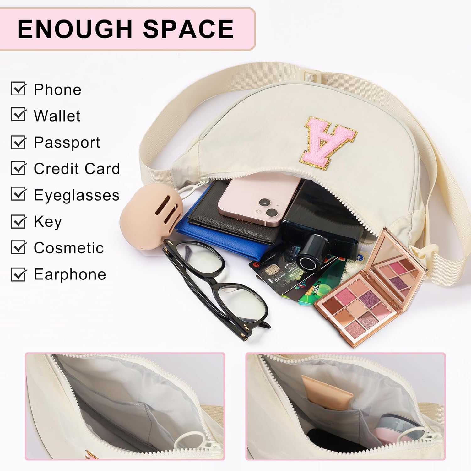 Regine Switzerland Initial Small Crescent Crossbody Bag - Cute & Trendy Birthday Gift for Women