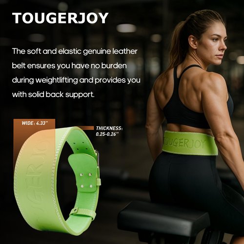 Leather Weight Lifting Belt for Women and Girl 4 Inches Padded Lumbar Support Belt for Workout Training with Adjustable Buckle