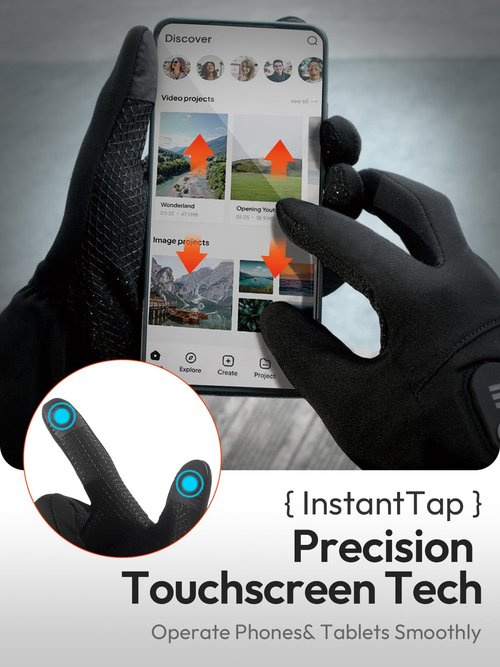 Heated Gloves for Men Women with 7.7V 2400mAh Rechargeable Battery Thin Liner Work Thermal Winter Heating with Touchscreen