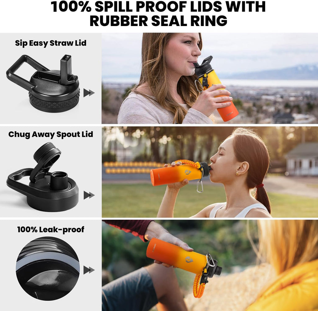 RAYMYLO Insulated Water Bottle - 20 oz Triple Wall Vacuum Stainless Steel | Keeps Drinks Cold for 24Hrs, Hot for 12Hrs