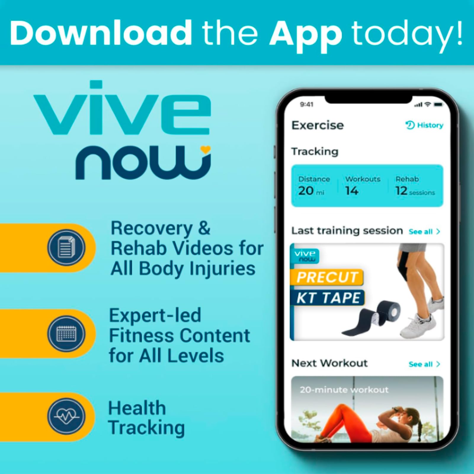 Vive Kinesiology Tape Roll - Tape Precut Strips (2" x 105 Feet/128 Strips) - Kinesio Sports Tape Athletic - Knee, Shoulder, Ankle, Muscle K Tape Adhesive Elastic Wrap - Body Kinetic Tape Waterproof