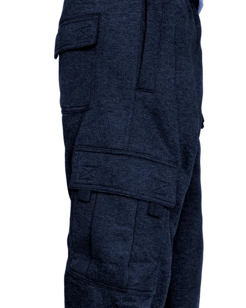 Lasjixion Men's Cargo Sweatpants Open Bottom Fleece Hiking Jogger Cargo Sweatpants for Men with Pockets Navy