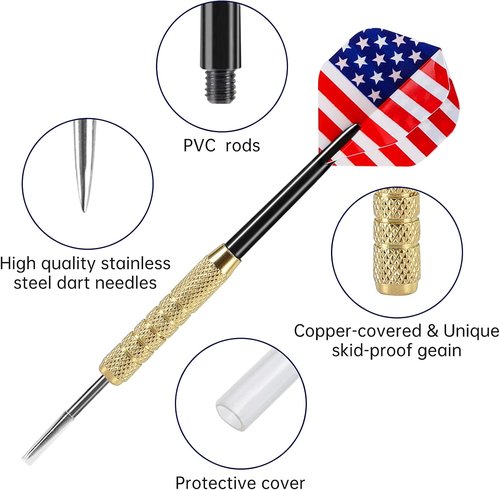 Accmor 12-Piece Steel Tip Darts Set - 18g Professional Metal Darts with Extra Shafts & Flights