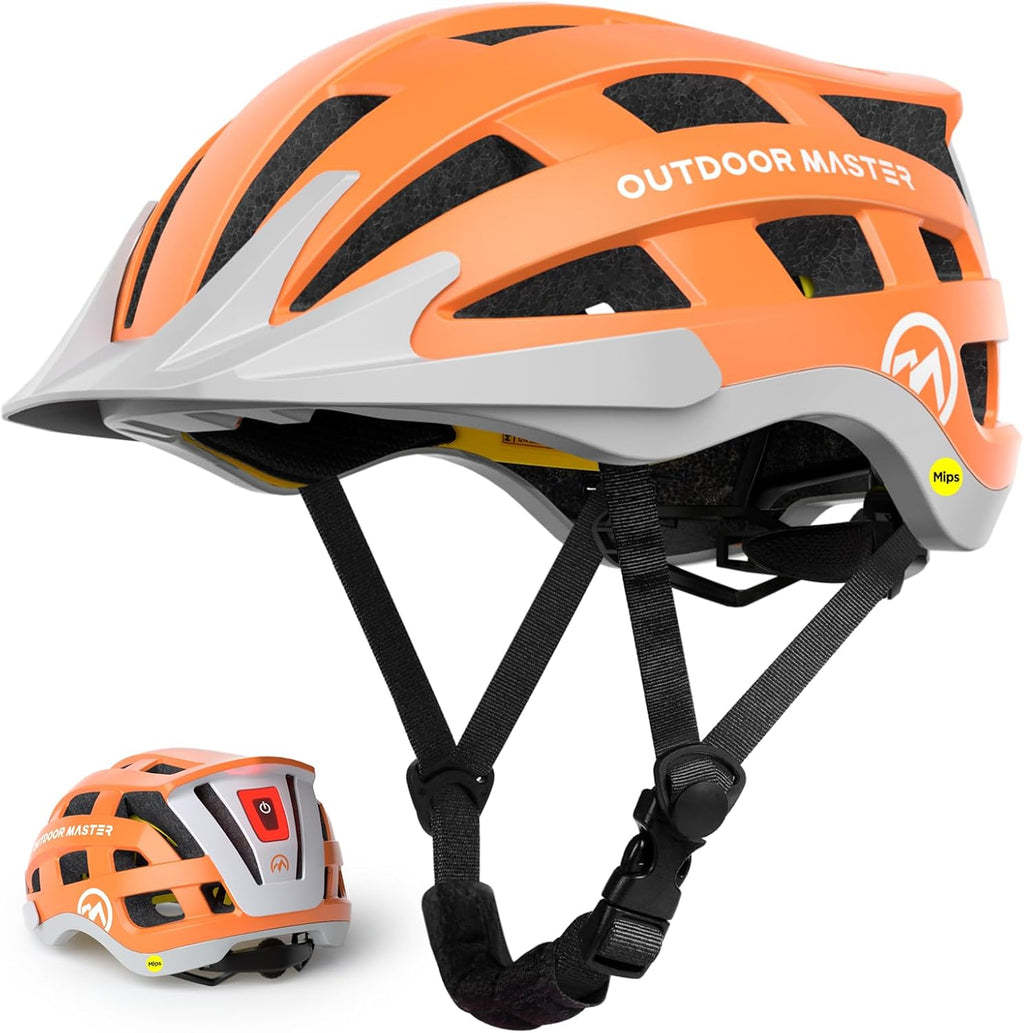 OutdoorMaster Gem II MIPS Bike Helmet - Lightweight Cycling Protection with Light for Youth & Adults