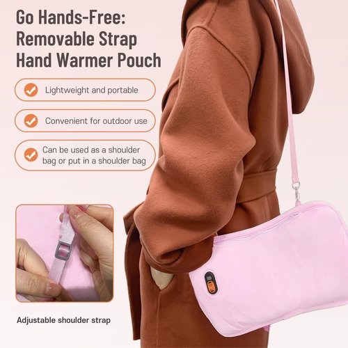 Hand Warmers Rechargeable,Electric Hand Warmer Pouch 10000mAh,Rechargeable Hand Warmers Pouch Heated Gloves for Women with 6 Adjustment Levels,Portable Hand Warmer for Women,Men,Kids,Xmas Gifts Pink
