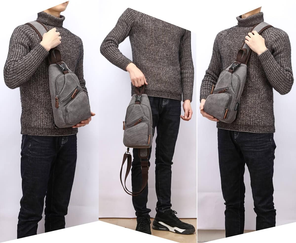 Skiennix Canvas Sling Bag - Versatile Crossbody Backpack for Outdoor Activities | Black