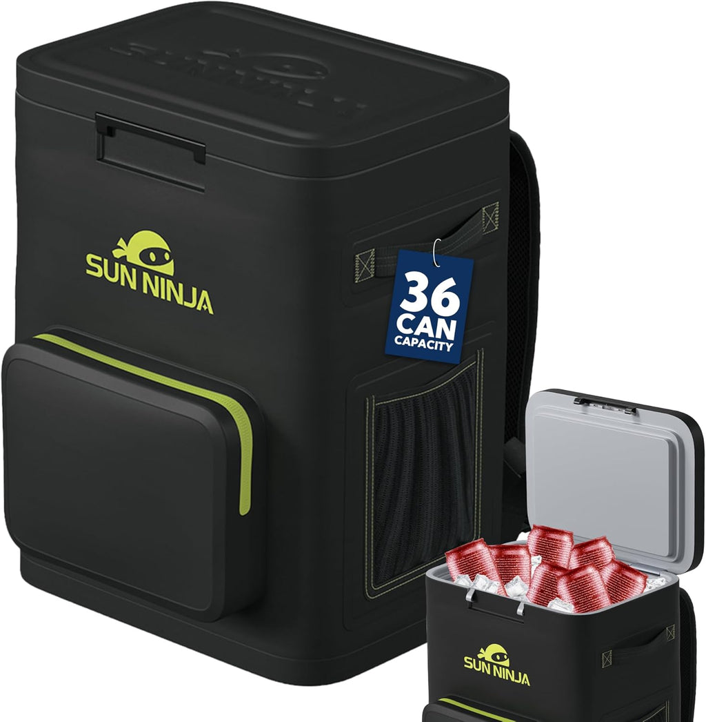 Sun Ninja Backpack Cooler - Insulated Waterproof Beach Bag | Keeps Drinks Cold for 48 Hours - Holds 36 Cans