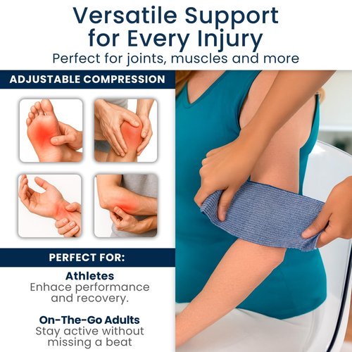 Dr Pat's Ice Tape (4 Pack) - Cooling Bandage Wrap Athletic Tape - Compression Instant Cold Compress Wrap with Menthol - Elastic, Athletic for Sore Muscles, Pain Relief Now, Swelling, Recovery, Sports