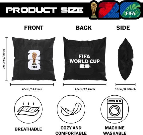 MESUCA FIFA World Cup 2026 Trophy Throw Pillow - Official Plush Cushion | 18x18 Inch Home Decor Gift for Soccer Fans