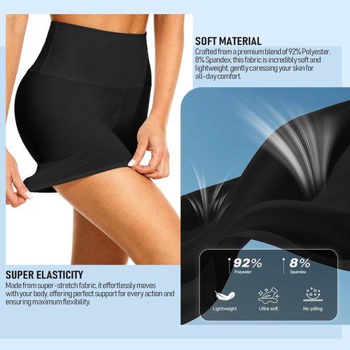 DHSO High Waisted Biker Shorts for Women - Tummy Control Fitness & Yoga Shorts | 5" Length