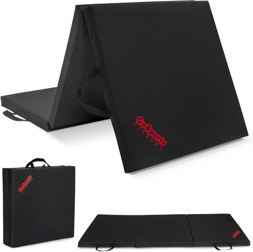 GoSports Tri-Fold Exercise Fitness Mat - 2 Inch Thick, 6 ft x 2 ft - Ideal for Workouts, Yoga, Stretching