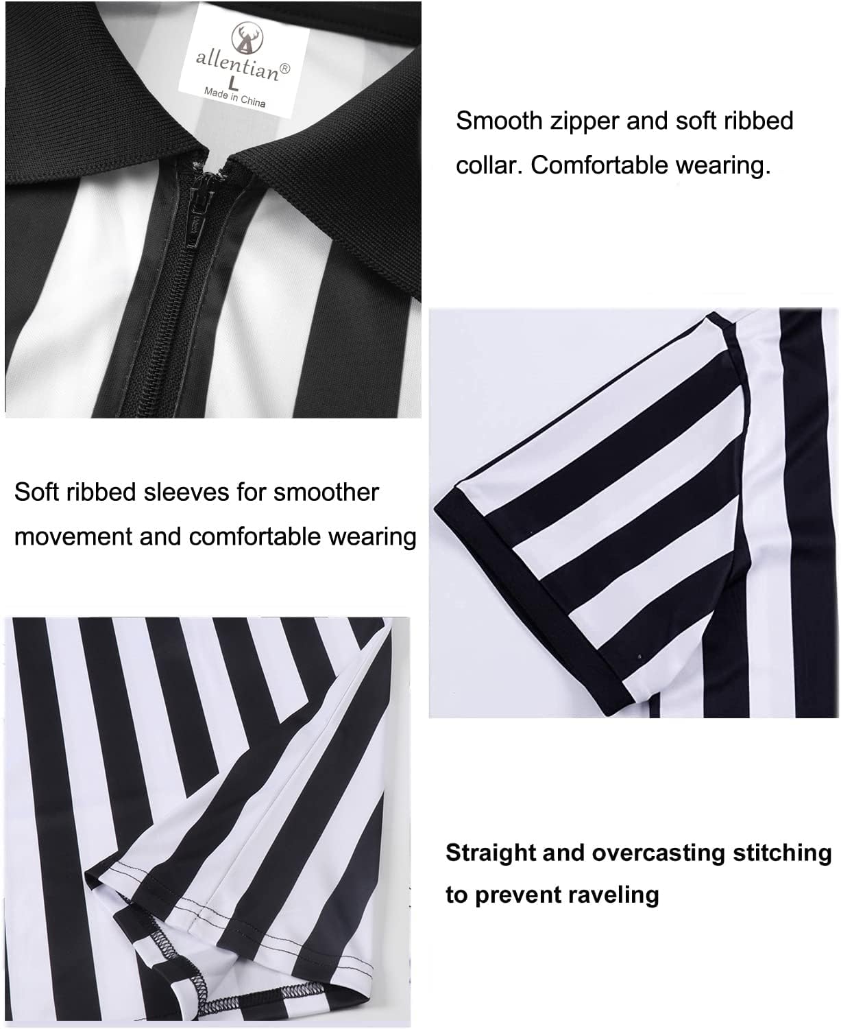 Skiennix Referee Shirt - Black Stripe Umpire Jersey for Basketball, Football & Soccer | Men's Size