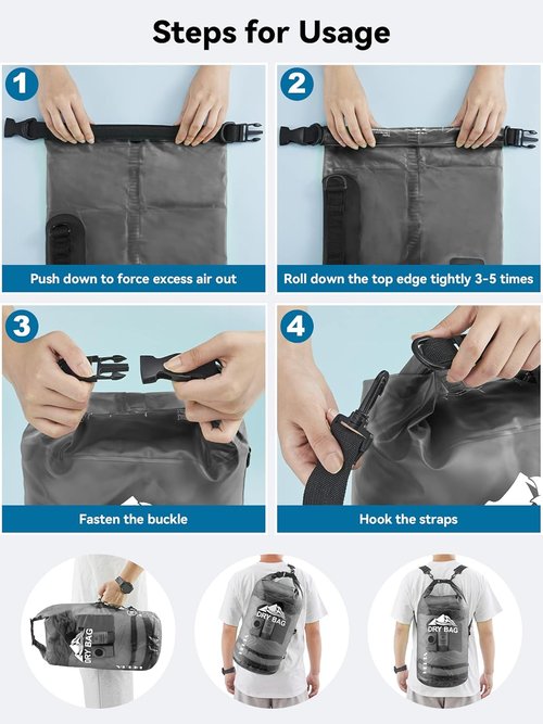 HEETA Waterproof Dry Bag - Lightweight Roll Top Storage for Travel, Swimming & Kayaking | 5L/10L/20L/30L/40L