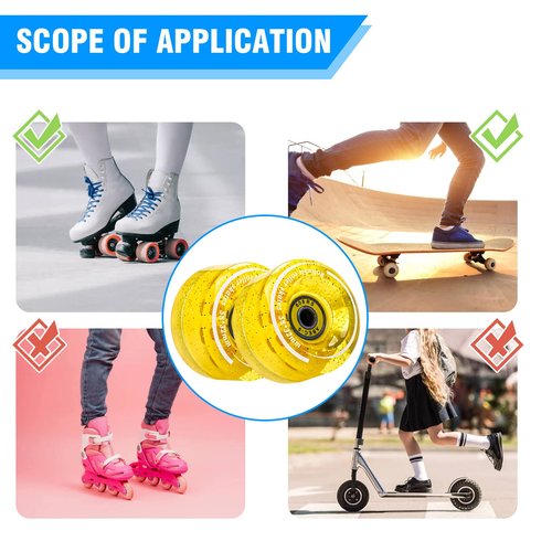 8 Pack 32 x 58mm 82A Roller Skate Wheels with Bearing for Indoor or Outdoor, Rolitwils Quad Roller Skate Wheels with Multi-Function Portable Skateboard Accessories T Tool for Double Row Skating