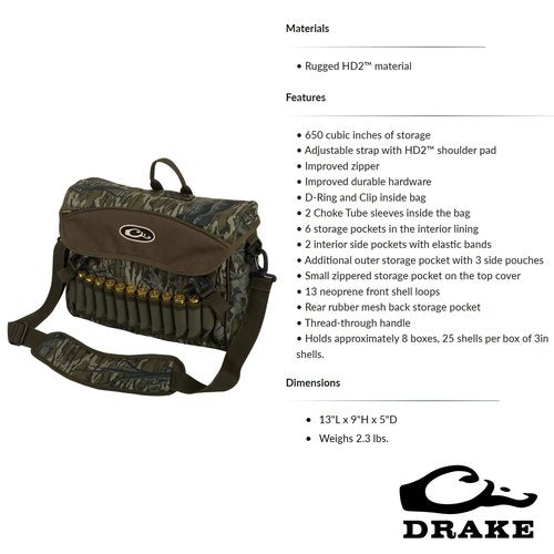 DRAKE Durable Water-Resistant Versatile Waterfowl Hunting Everyday Carry Shoulder Bag 2.0 w/Adjustable Strap, Mossy Oak Original Treestand