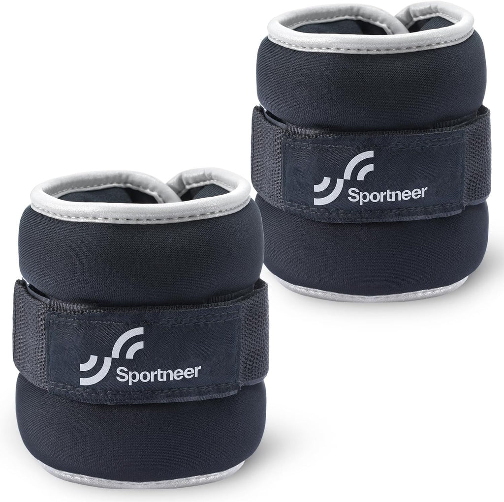 Sportneer Ankle Weights - Adjustable 1/2/4/6/10 LBS Set with Reflective Strips for Strength Training & Fitness