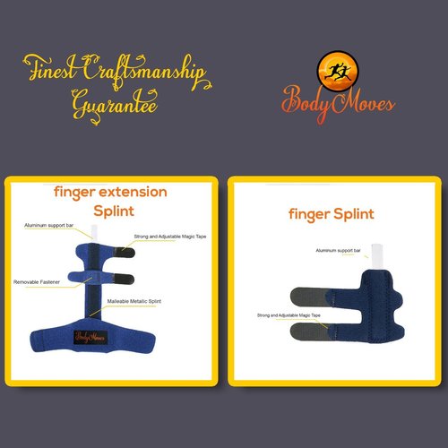 BodyMoves Finger splint and Finger extension splint trigger finger mallet finger broken finger post operative care Finger knuckle immobilization injury (midnight black)