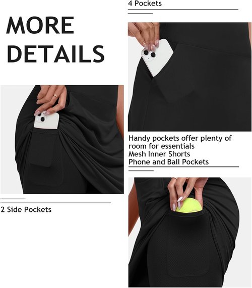 MoFiz Women's Knee-Length Golf Skorts - High-Waisted Athletic Skirt for Summer Sports | 20" Size