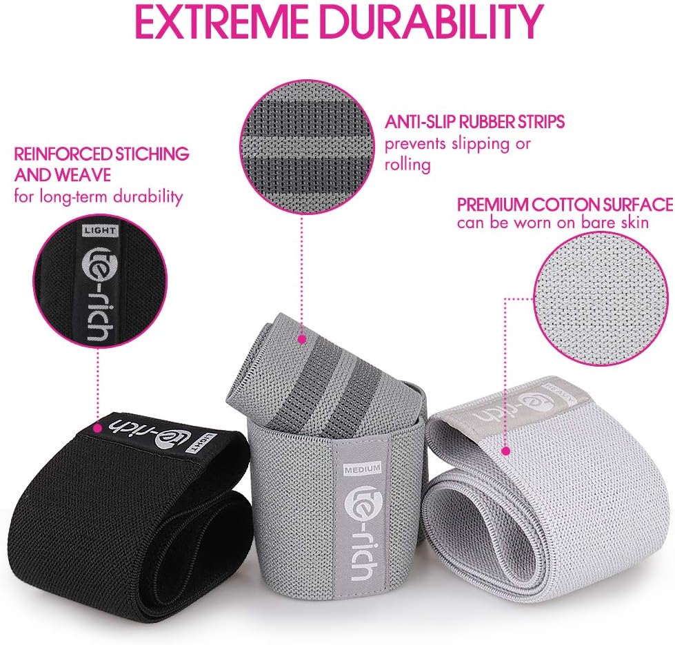 Skiennix Resistance Bands - Fabric Workout Bands for Men & Women | Thick Booty Loop Bands for Glutes & Legs